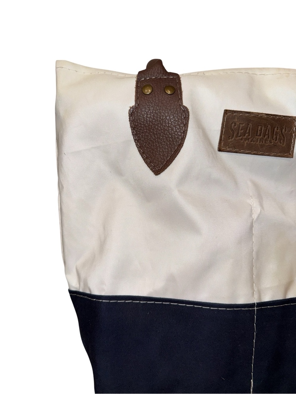 Sea Bags Maine Med Shoulder Tote Bag Zip Top Leather Handles Zip Top Beach Lake - Picture 4 of 14